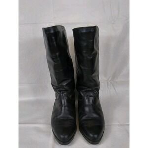 Vintage Siberian Husky Black Leather Winter Boots Womens 8.5 B Made In Canada